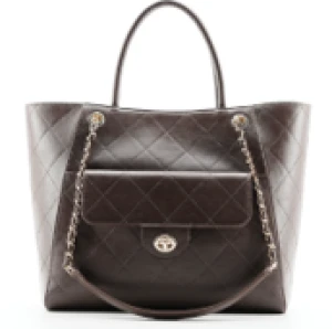 elegant dark brown quilted tote