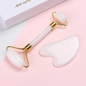 Wholesales original beauty tool white jade roller new product gua sha box face roller
