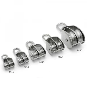 Stainless Steel Stamped and Welded Swivel Eye Pulley, Double/Single Wheel