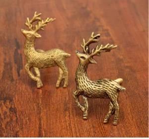 Antique Brass Metal Deer Kitchen Cabinet Knobs and Pulls, Animal Dresser Drawer Knobs