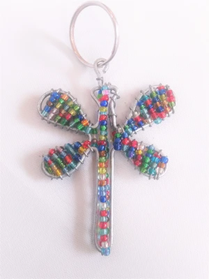 Wire Beaded Dragon Fly Key ring