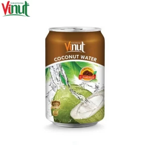 Coconut Water with Coffee Flavor 330ml Can, VINUT Low-Sugar Beverage, OEM Service, Low-Carb, HACCP ISO Certified