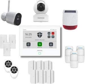 WIRELESS GSM 7INCH TOUCH-SCREEN HOME SUCURITY SYSTEM WITH FULL HD CAMERA SOLAR SIREN ALARM KIT
