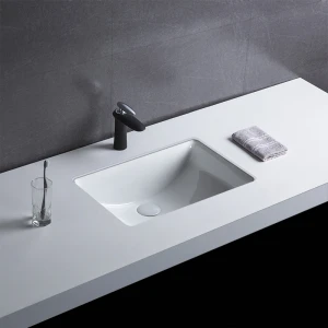 High Quality Modern Home White Rectangular Under Counter Ceramic Bathroom Sink Hand Wash Basin