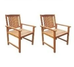 vidaXL Outdoor Chair Set of 2 Brown Solid Acacia wood Standard Durable