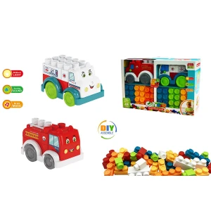 Wokaiblocks Educational Baby Toys Light Music Gliding Plastic Truck Building Blocks Kids Toys-2PCS DIY Cute Car