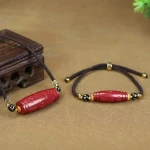 Natural authentic cinnabar dzi clavicle pendant male and female couples high-content purple gold sand necklace