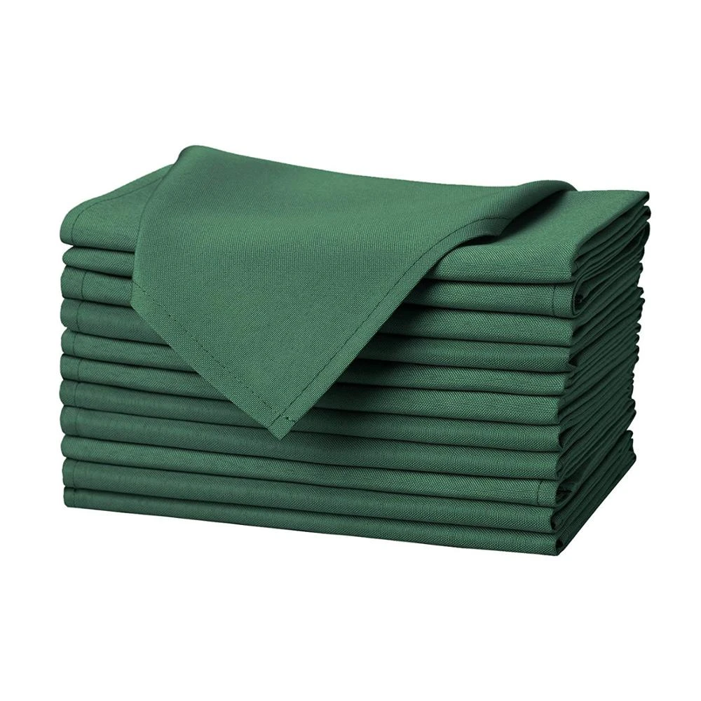 100% Cotton 20 Inch Square Cloth Napkins Double Folded and Hemmed Table Napkins Green Napkins