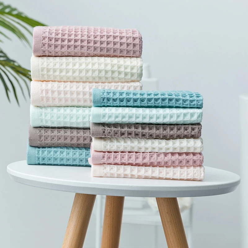 100% cotton White Microfiber Waffle Weave dishes wiping water absorbent table cleaning Kitchen washcloth Towel