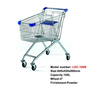 100L metal wire shopping trolley smart cart with child seat
