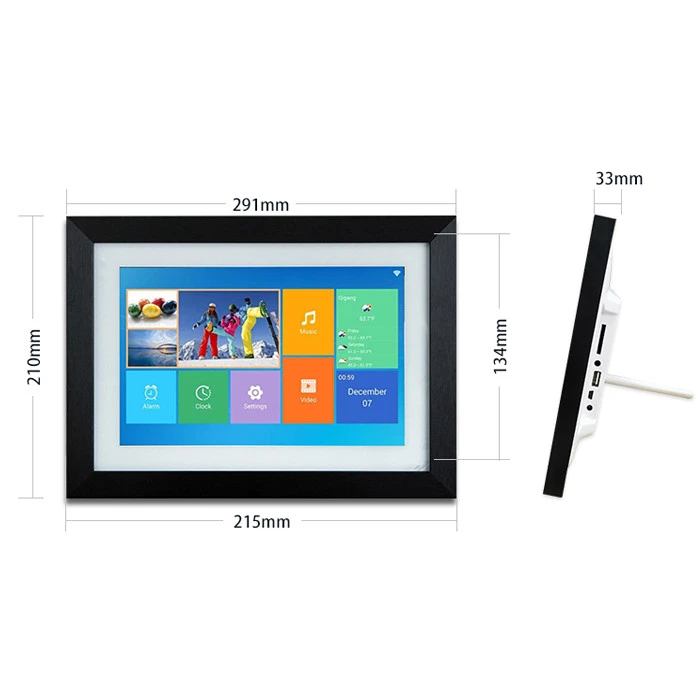 10.1 Inch HD 16G Android system touch screen wifi digital photo video playback frame with mobile phone app