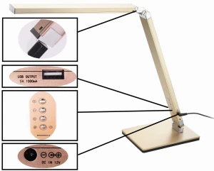 10W Silver New Product Patent Design Triangle Folding Led  Lamp With 2.1A USB Port Touch&amp;Dimmer 3 Color Temperature