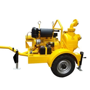110 m3/h 4 inch movable diesel motor marine pump on the two wheels trailer