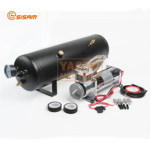 thumbnail interactive-video image 1 of 12L 7-Port Air Tank For Train Horns & Air Suspension - 200PSI Steel Reservoir With Mounting Kit 1 of 13
