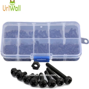 160pcs Insulated M3 Nylon Black 3mm Screws And Nuts Assortment Kit Stand-off Tool Set