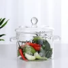 1900ml transparent clear pyrex glass cooking pot heat resistant glass cooking pot