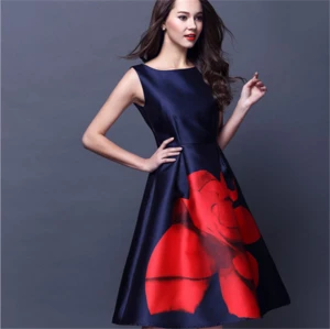 2016 Women Casual One Piece Dress in Floral Print Japanese Prom Dress