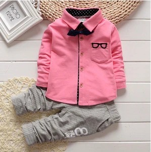 2018 Baby Clothing Sets Kids Clothes Autumn Baby Sets Kids Long Sleeve Sports Suits Bow Tie T-shirts Pants Boys Clothes