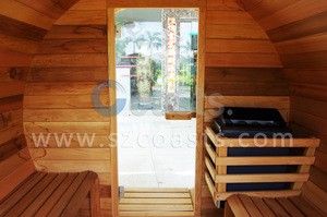 2018 Best Selling red cedar Panoramic Barrel Sauna outdoor barrel wooden sauna room