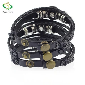 2018 New creative silver accessories vintage thin leather bracelet