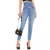 2019 Light Blue Tie Waist Flare Jeans Woman Denim Trousers Vintage Women Clothes  Fall High Waist Pants Belted Stretchy Jeans