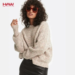 2019 Women Computer Knitted Thick Warm Sweater Distressed Cropped Sweater