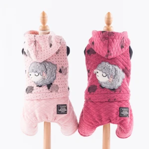 2020 Hoodie pink style with cute details with velvet underwear for winter and autumn fashionable and comfortable pet clothes dog