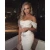 Import 2020 New Arrival High Quality Women off shoulder summer white party solid color women evening dresses from China