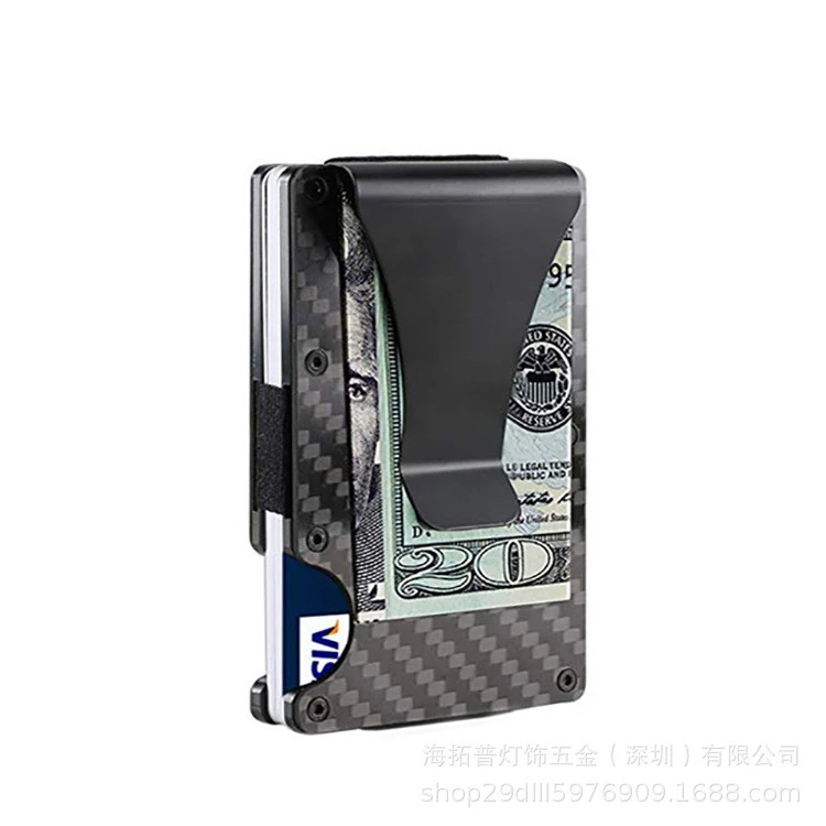 2020 New Minimalist RFID Blocking Carbon Fiber Money Clip Wallet with Bottle Opener Metal Credit Card ID Holder