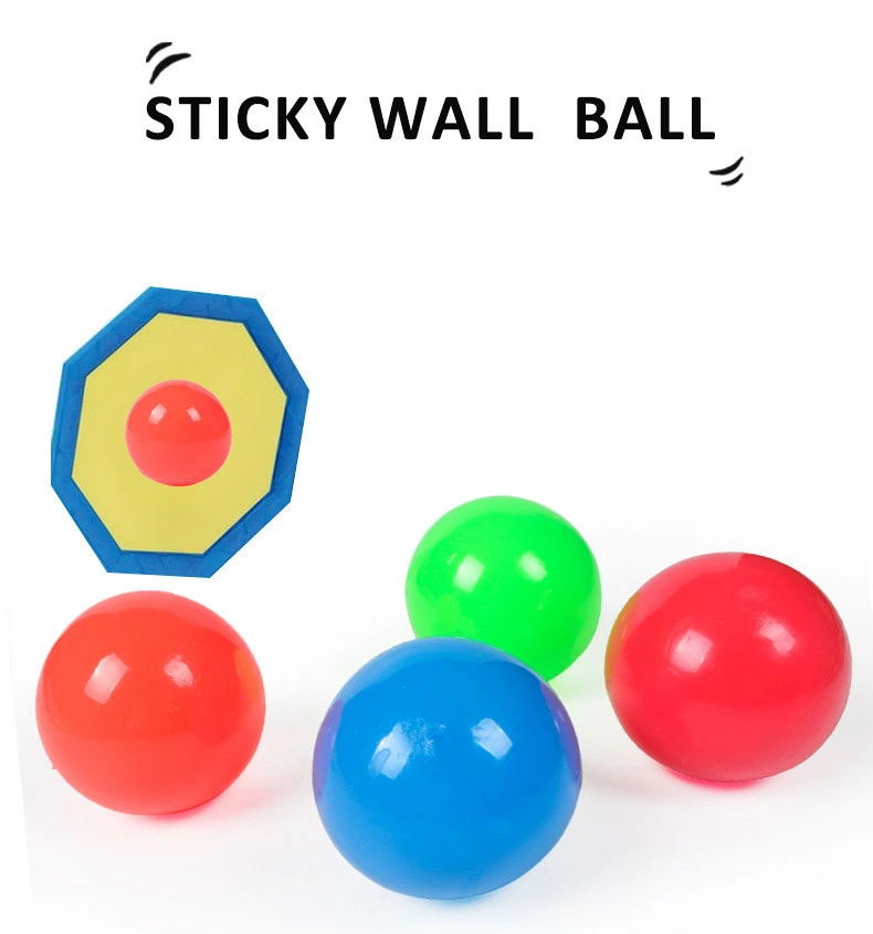 2020 Tiktok Hot Style 4.5CM TPR Soft Sticky Wall Target Ball Anti-stress Toys For Kids  Sticky Ball Throw at Ceiling