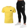 2021 Mens summer casual short-sleeved trousers suit combed cotton half-sleeved T-shirt casual sports two-piece suit