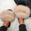 2021 Newest Real Fur Sandals Cute Fur Slides Indoor Outdoor Fluffy Furry Shoes Fur Slippers For Women