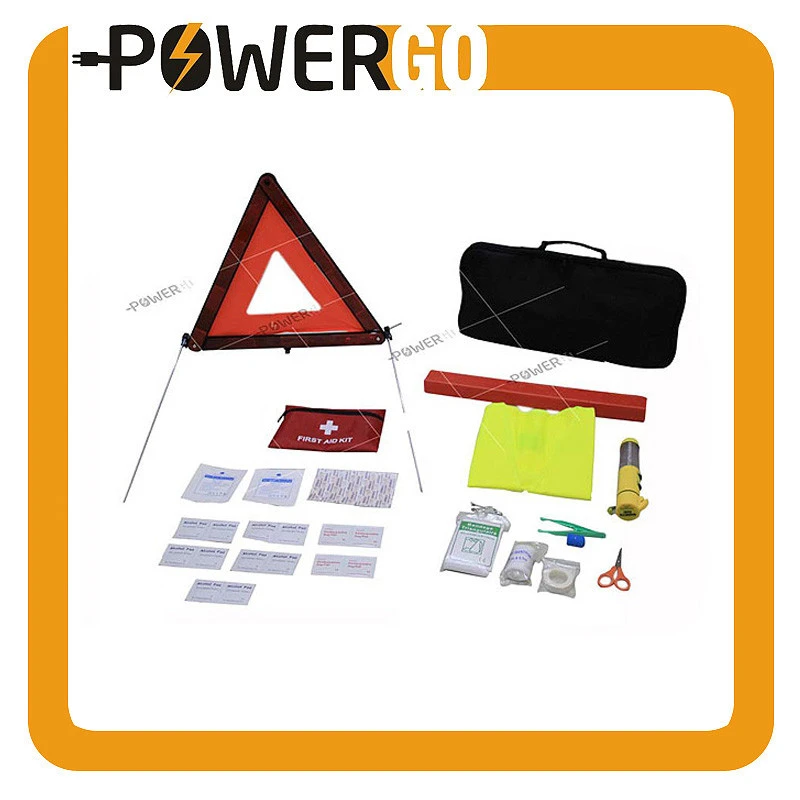 21 Pieces Roadside Assistance Car Emergency Kit + First Aid Kit Tool Bag Contains tools, Reflective Safety Triangle