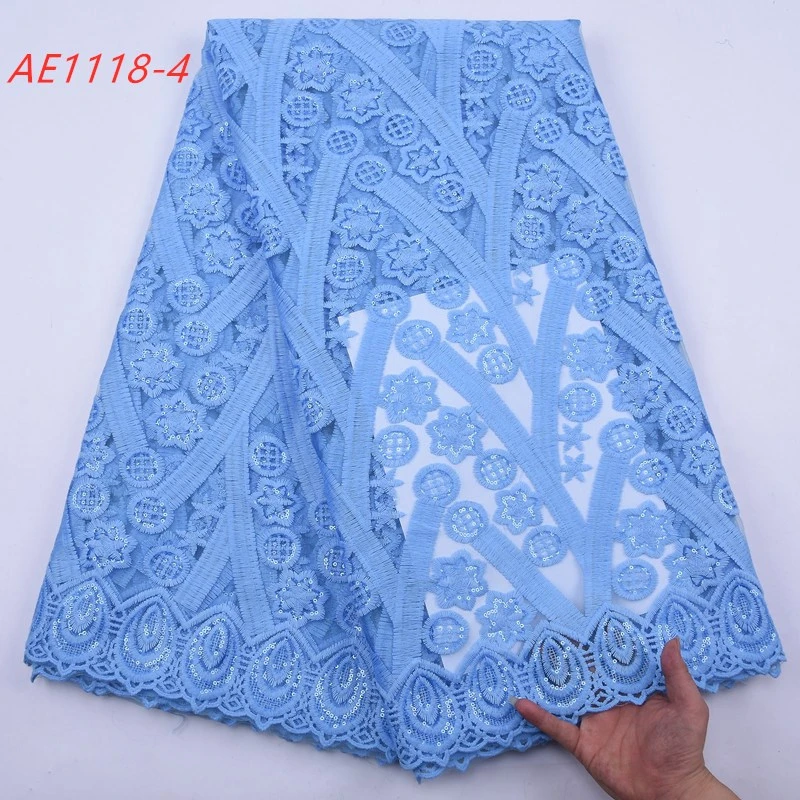2145  free shipping Nigeria Lace Fabric In Rolls Embroidery Lace Fabric Milk Sequins Lace Fabric