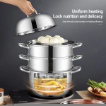 304 stainless steel kitchen cooker multi-layer cooking pot with steamer drawer three-layer double bottom pot