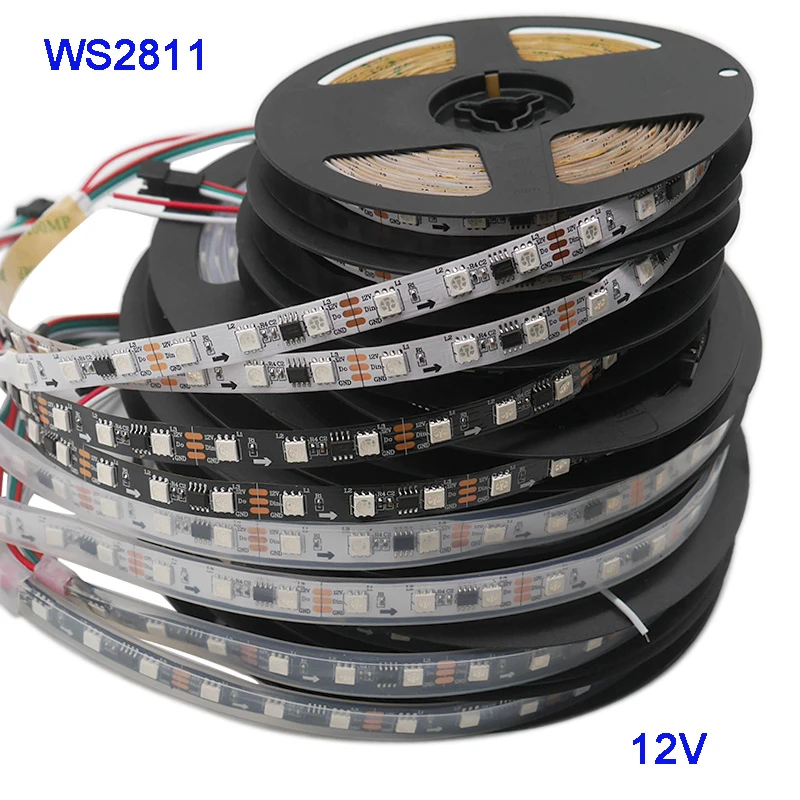 30/60 LEDs/M 5050 RGB 12V LED Tape lamp Programmable Individual Addressable LED Strip light WS2811