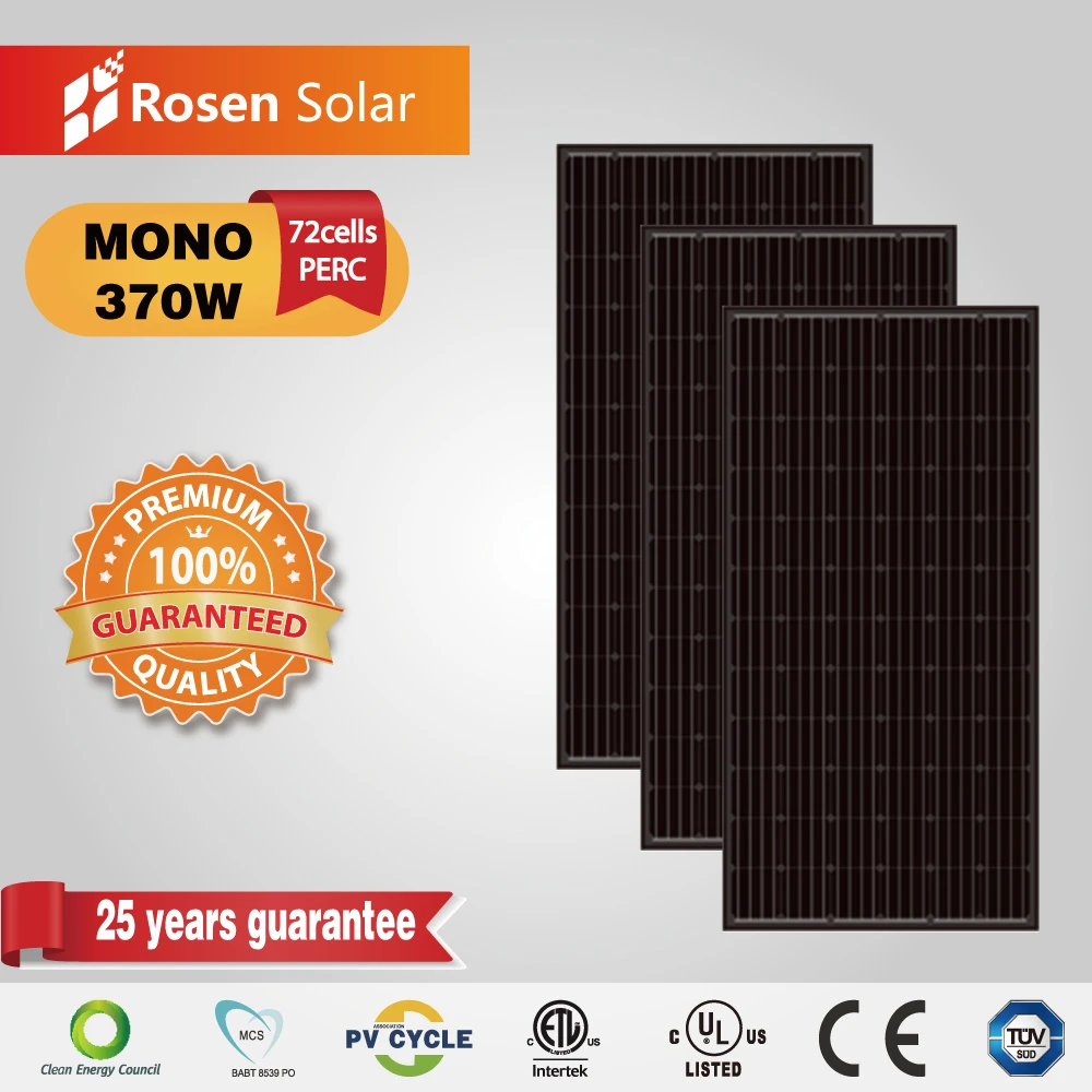 370W Tier 1 Monocrystalline Black Solar Panels