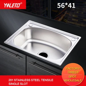5641 Standard size flexible durable single bowl 201stainless steel kitchen sink with drain board