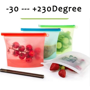 -58 degree and 482 degree fresh Reusable Silicone Food Storage Bags Zip Leakproof Food Storage Bags Freezer