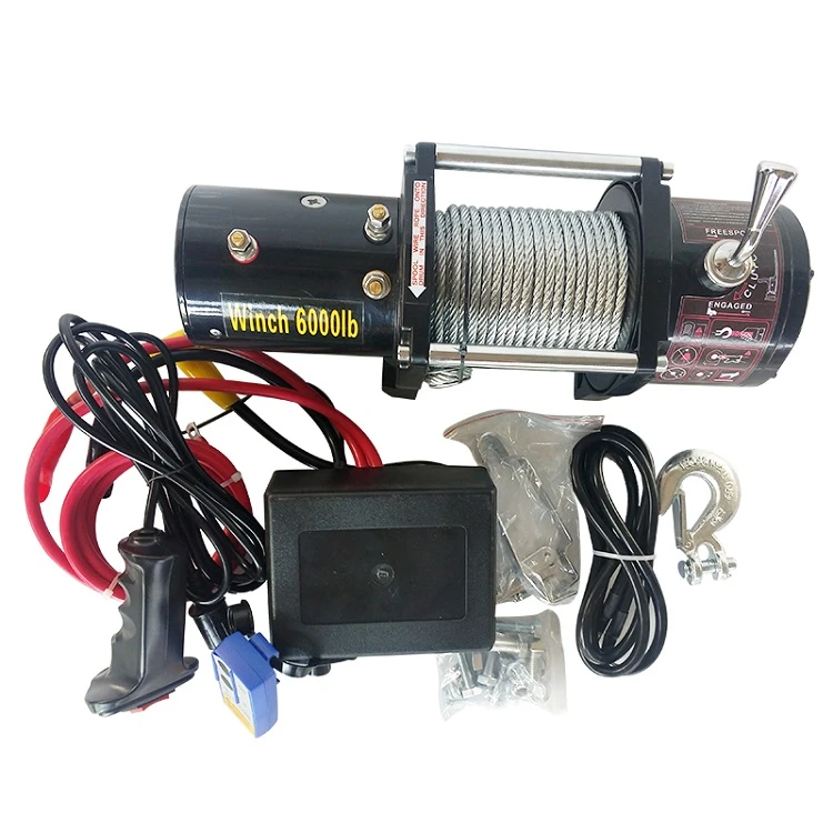 6000lbs electric winch 12V steel cable rope winch