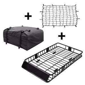 64&quot; Universal Black Roof Rack Cargo Carrier with Extension Luggage Hold Basket SUV    XH1201