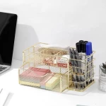 7 Storage Metal Rose Gold Mesh Desk Organizer Pen Holder Stationery Collection For Office School