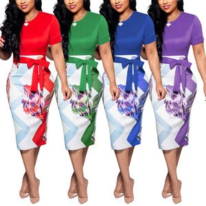 81212-MX8 factory price 4 colors elegant flower printed dresses women lady