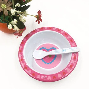 A Set Cute Pattern Melamine Rice Noodle Soup Bowl Baby Kids Feeding Bowl With Spoon