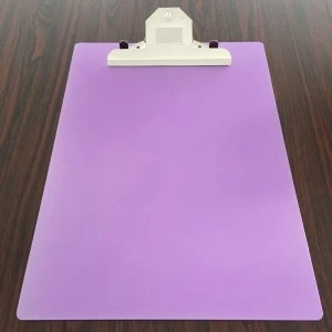 A4 size Aluminium clear clipboard with metal clip for Office/Stationery