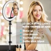 Adjustable Brightness10inch/26cmphone holder photographic lighting with 1.7M tripod standOutdoor live broadcast