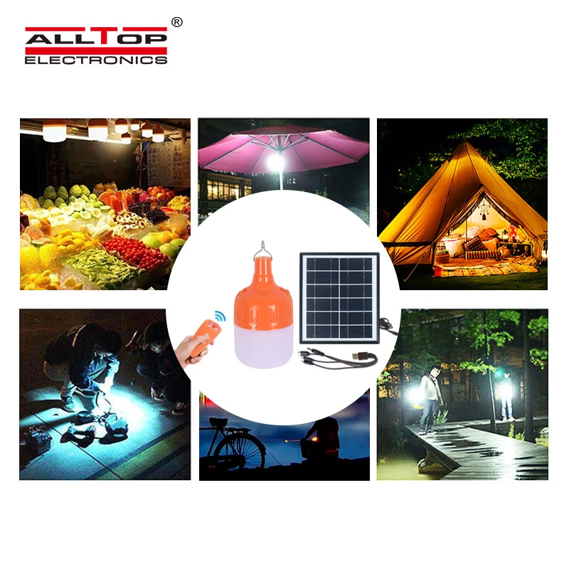 ALLTOP Rechargeable led flashlight ip65 waterproof outdoor bulb light solar emergency light