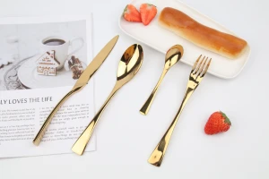 Amazon hot sale luxury gold cutlery set  stainless steel 4pcs reusable travel flatware wholesale