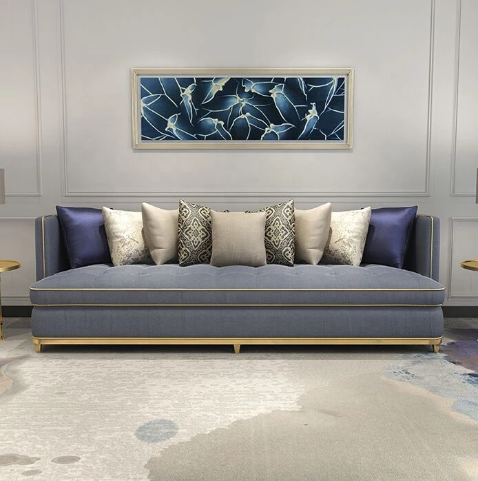 American light luxury furniture large apartment living room three-seat fabric sofa