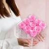 Ammy Transparent square acrylic high quality preservation 9 rose vase everlasting luxury flower gift plexiglass box